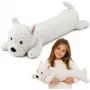 LEAN TOYS liela plīša Rietumhailendas suns mīkstā rotaļlieta talismans balts 90 cm