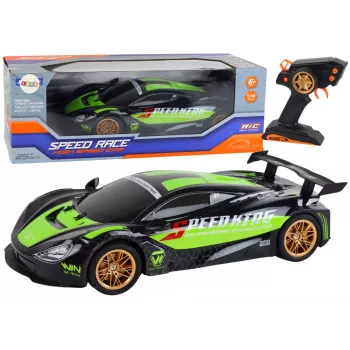 LEAN TOYS Liela attālināti vadāma sporta automašīna 1:10 Zaļa un Melna