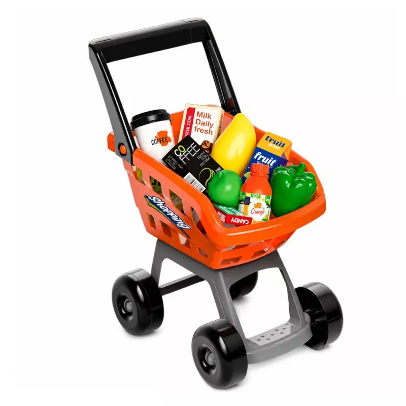 LEAN TOYS Lielais lielveikala kases aparāta un ratiņu komplekts - 60 daļas ar gaismām, skaņām un aksesuāriem, lomu spēles rotaļlieta bērniem no 3 gadiem