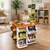 LEAN TOYS Lielais lielveikala kases aparāta un ratiņu komplekts - 60 daļas ar gaismām, skaņām un aksesuāriem, lomu spēles rotaļlieta bērniem no 3 gadiem