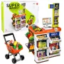 LEAN TOYS Lielais lielveikala kases aparāta un ratiņu komplekts - 60 daļas ar gaismām, skaņām un aksesuāriem, lomu spēles rotaļlieta bērniem no 3 gadiem