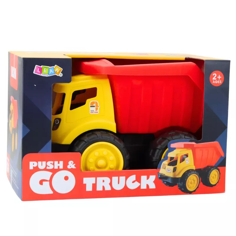 LEAN TOYS Lielā pašizgāzēja kravas automašīna bērniem, smilšu būvniecības transportlīdzeklis, sarkana-dzeltena