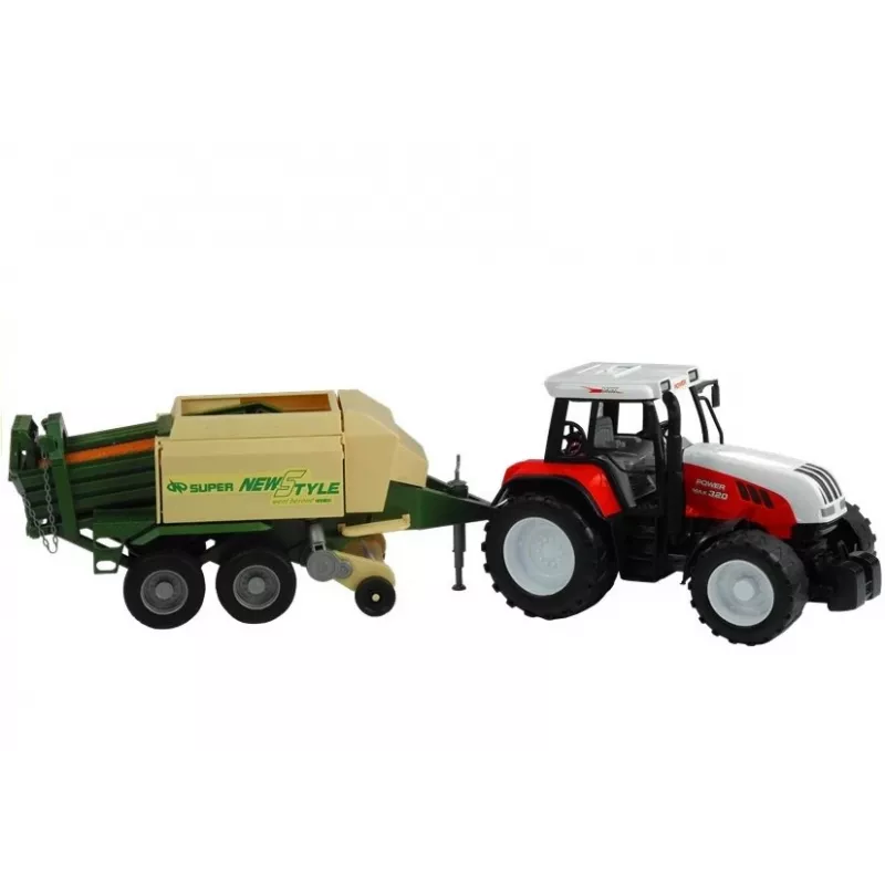 LEAN TOYS Liels traktors ar piekabi Lauksaimniecības mašīna 65 cm