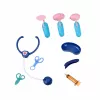 LEAN TOYS Ārsta komplekts ar medicīnas ratiņiem, rentgena un EKG gaismām, zils, 16 gab.