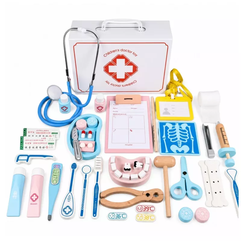 LEAN TOYS Little Doctor's komplekts - Medicīnas instrumenti - Īsti aksesuāri - 36 gab.