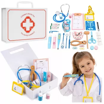 LEAN TOYS Little Doctor's komplekts - Medicīnas instrumenti - Īsti aksesuāri - 36 gab.