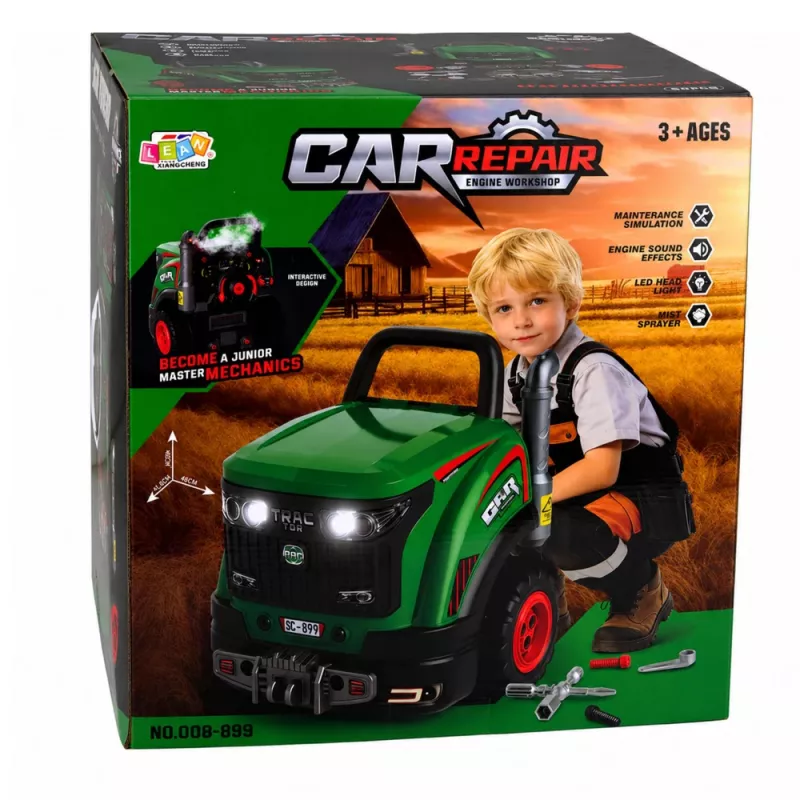 LEAN TOYS Mazā Meistara Izjaucamais Traktors ar Gaismām, Skaņām un Tvaiku