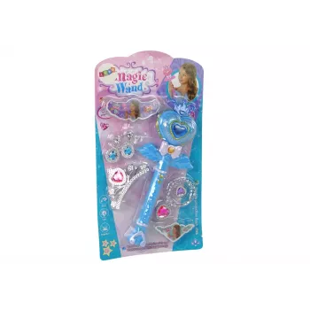 LEAN TOYS Burvīgo pasaku princeses komplekts ar interaktīvu zizli, gaismu, skaņu un zvaigžņu projektoru