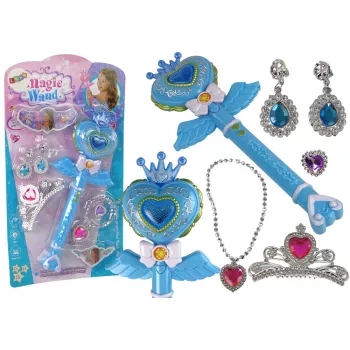 LEAN TOYS Burvīgo pasaku princeses komplekts ar interaktīvu zizli, gaismu, skaņu un zvaigžņu projektoru