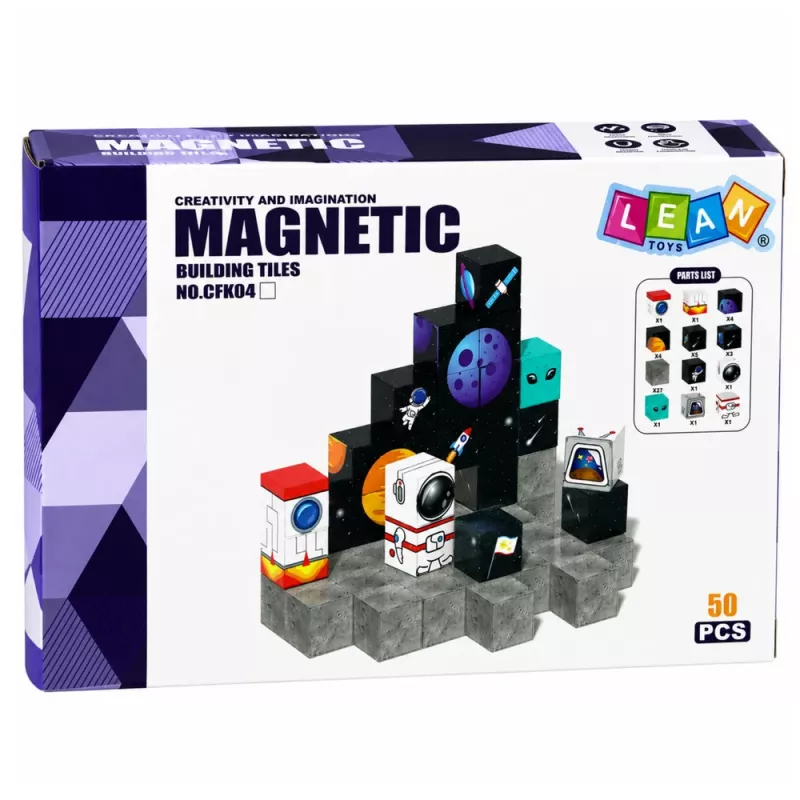 LEAN TOYS magnētiskie būvbloki 50 gabalu komplekts – 3D pikseļu vienradža kubi, ABS plastmasa, radošā konstruēšanas rotaļlieta