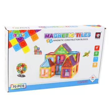 LEAN TOYS magnētisko būvbloku komplekts, 70 gabali – izglītojoša STEM konstruktoru rotaļlieta ar spēcīgiem neodīma magnētiem, daudzkrāsaina ABS plastmasa, droša un izturīga bērniem no 3 gadu vecuma