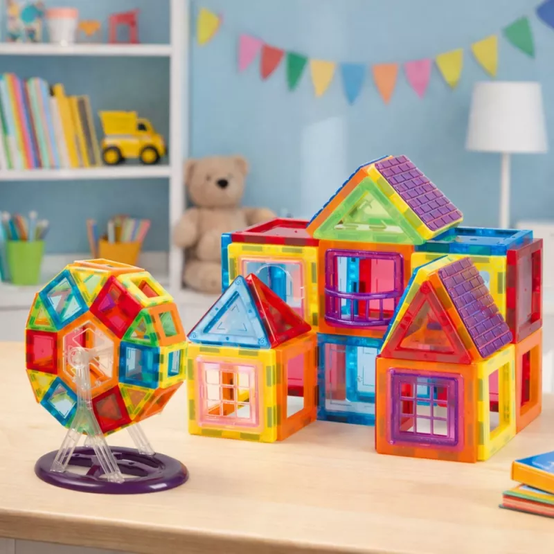 LEAN TOYS magnētisko būvbloku komplekts, 70 gabali – izglītojoša STEM konstruktoru rotaļlieta ar spēcīgiem neodīma magnētiem, daudzkrāsaina ABS plastmasa, droša un izturīga bērniem no 3 gadu vecuma