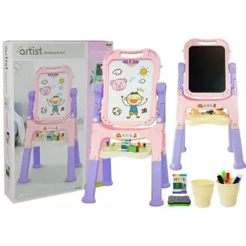 LEAN TOYS Magnētiskais krīta dēlis zils sarkans ar piederumiem