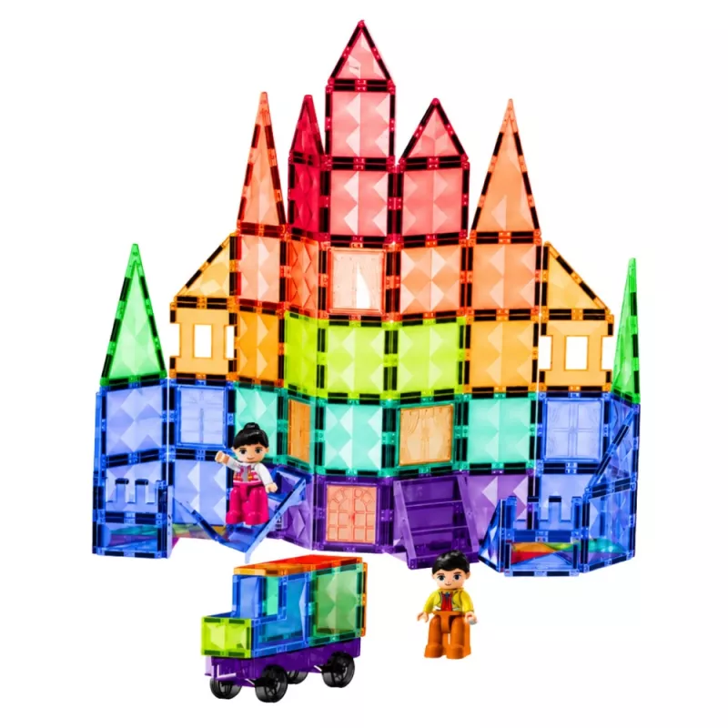 LEAN TOYS magnētiskie konstruktoru bloki 3D paneļi radošie STEM krāsaini 100 gab.