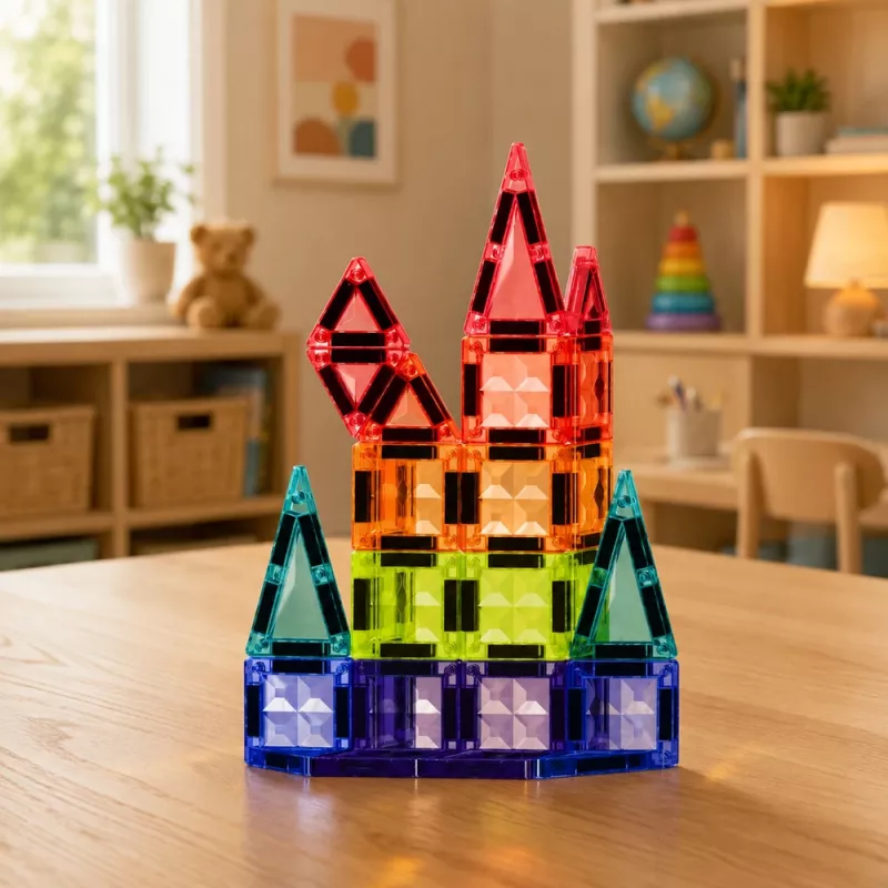 LEAN TOYS Magnētiskie konstruktoru bloki 3D paneļi Radošs STEM Krāsaini 27 gab.