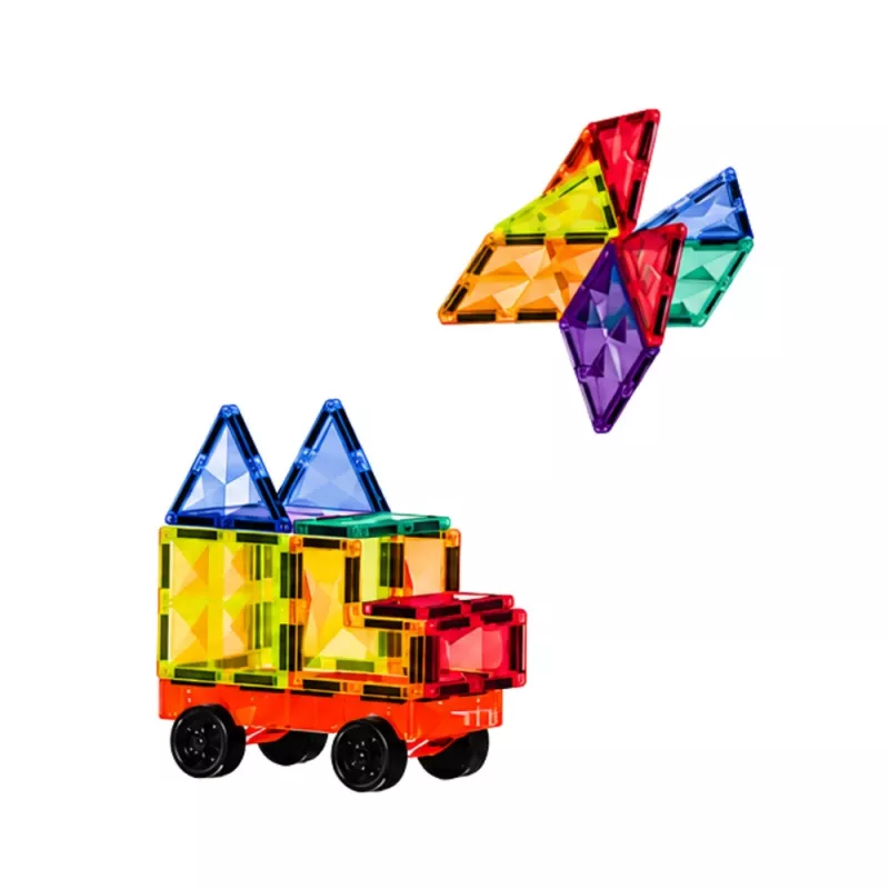 LEAN TOYS magnētiskie konstruktoru bloki 3D paneļi radošie STEM krāsaini 85 gab.