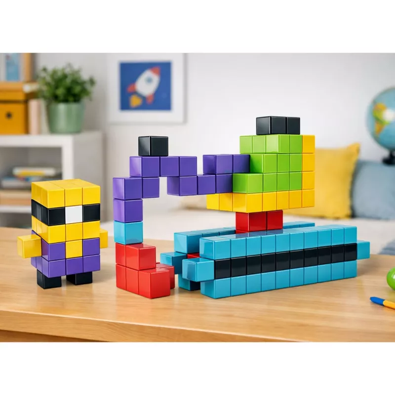 LEAN TOYS magnētiskie konstrukcijas klucīši kubi 3D klucīši krāsaini 96 gab.