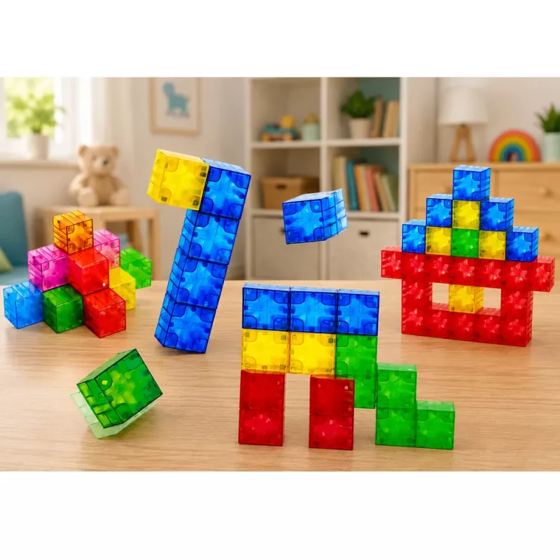 LEAN TOYS Magnētiskie konstrukcijas bloki Kubi Krāsaini 3D kubi 160 gab.