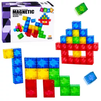 LEAN TOYS Magnētiskie konstrukcijas bloki Kubi Krāsaini 3D kubi 160 gab.
