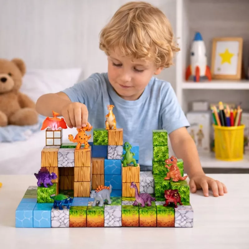 LEAN TOYS magnētiskie konstruktoru klucīši kubi Square World 3D 114 gabali