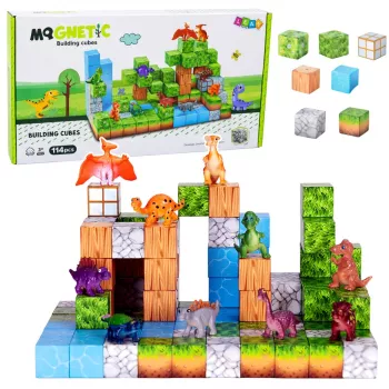LEAN TOYS magnētiskie konstruktoru klucīši kubi Square World 3D 114 gabali
