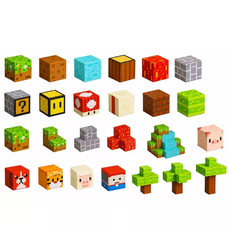 LEAN TOYS Magnētiskie konstrukcijas bloki Pixel World Krāsainie kubi 146 gab.