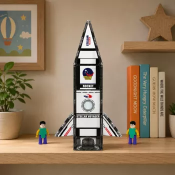 LEAN TOYS magnētiskie konstruktoru bloki kosmosa raķetes figūras 26 gab.