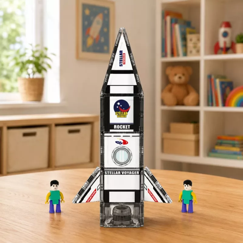 LEAN TOYS magnētiskie konstruktoru bloki kosmosa raķetes figūras 26 gab.