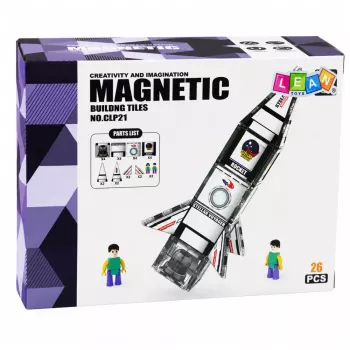 LEAN TOYS magnētiskie konstruktoru bloki kosmosa raķetes figūras 26 gab.