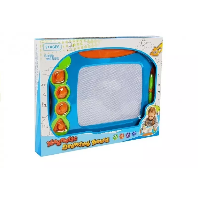 LEAN TOYS Magnētiskais zīmēšanas dēlis ar ģeometriskajiem zīmogiem