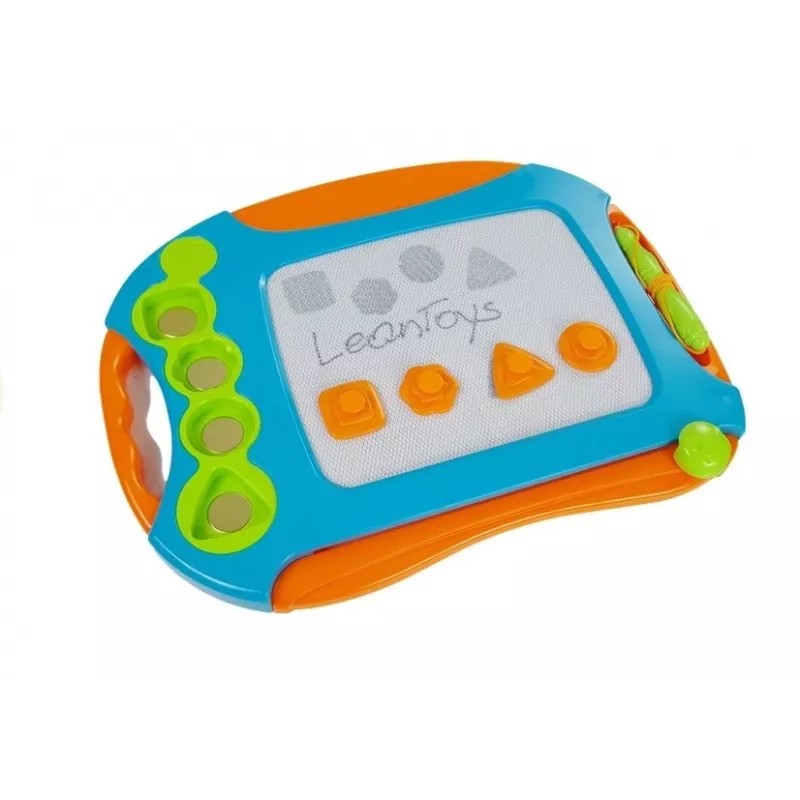 LEAN TOYS Magnētiskais zīmēšanas dēlis ar ģeometriskajiem zīmogiem