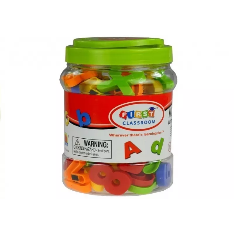 LEAN TOYS Magnētiskie burti un cipari burkā – 78 gabalu alfabēta un matemātikas komplekts bērniem no 3 gadiem