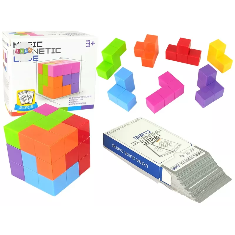 LEAN TOYS Magnetic Puzzle Cube Double-Sided Cards 108 Challenges