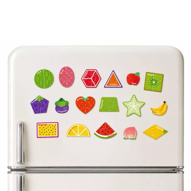 LEAN TOYS Magnetic Puzzle Learning Fruits 30 Pieces – Izglītojoši augļu magnēti tāfeles, baltās tāfeles un ledusskapjiem