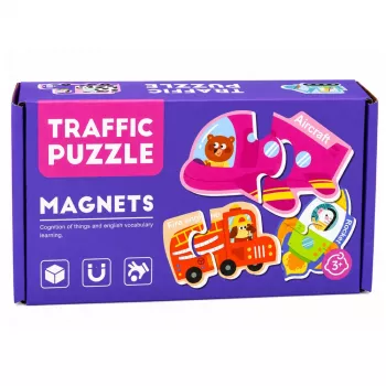 LEAN TOYS Magnētiskā puzle Transportlīdzekļi Mācību pārvietošanās līdzekļi 30 gab.