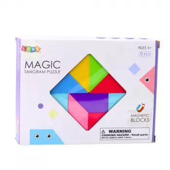 LEAN TOYS Magnētiskie tangrammas bloki Krāsainas puzles uzlīmes 9 gab.
