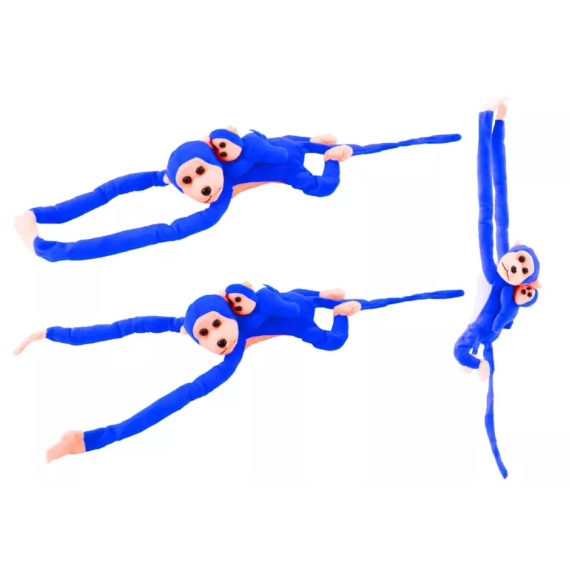 LEAN TOYS Mascot Plush Monkey with Baby, Blue 90 cm