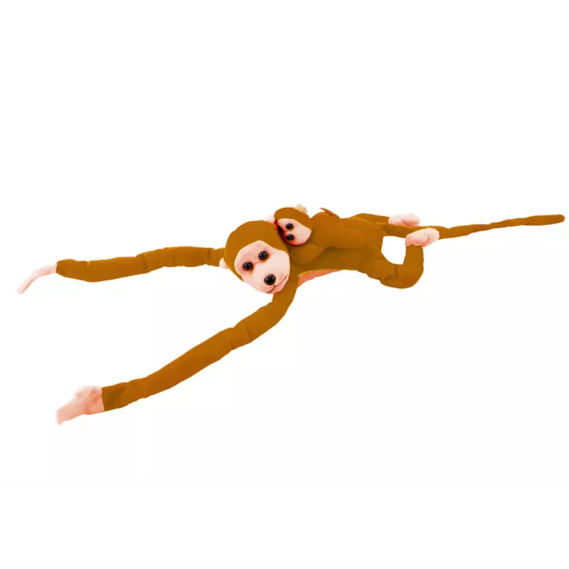 LEAN TOYS Mascot Plush Monkey with Baby, Light Brown 90 cm