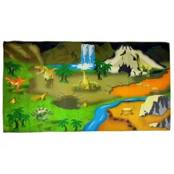 LEAN TOYS paklājs ar dinozauriem izglītojošs paklājs - neslīdošs rotaļu paklājs bērniem, 12+ mēneši, izturīgs poliesters, dinozauru motīvs, iekštelpām