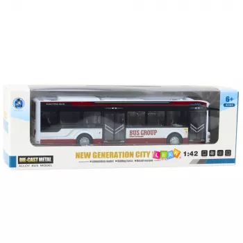LEAN TOYS Metāla pilsētas autobuss ar skaņu un gaismu 1:42