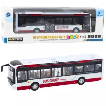 LEAN TOYS Metāla pilsētas autobuss ar skaņu un gaismu 1:42