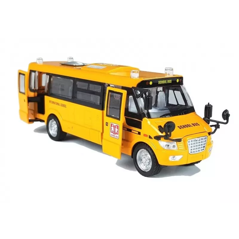 LEAN TOYS Metāla skolas autobuss ar berzes piedziņu, liešanas modelis