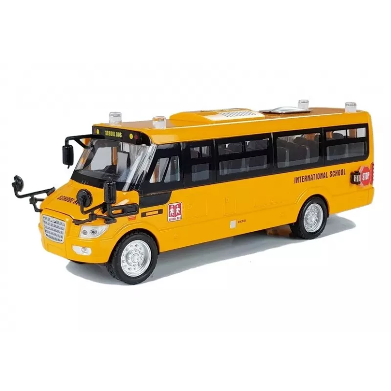 LEAN TOYS Metāla skolas autobuss ar berzes piedziņu, liešanas modelis