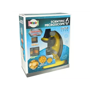 LEAN TOYS Mikroskops Zinātniekam Izglītojošs Komplekts Dzeltens 100x 400x 1200x