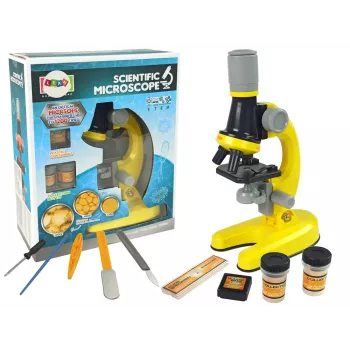 LEAN TOYS Mikroskops Zinātniekam Izglītojošs Komplekts Dzeltens 100x 400x 1200x