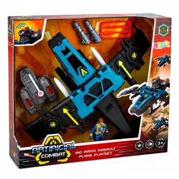 LEAN TOYS Militārā uzbrukuma lidmašīna ar karavīra figūru, palaišanas ierīcēm, gaismām un skaņām