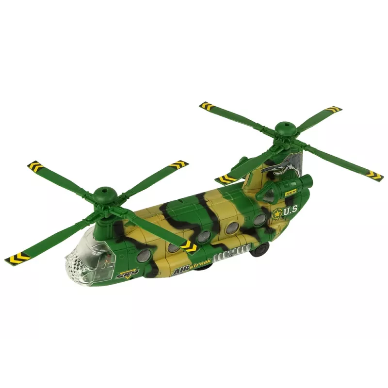 LEAN TOYS Militārais helikopters Milzīgi spārni Gaisma Skaņa Moro