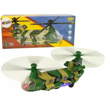 LEAN TOYS Militārais helikopters Milzīgi spārni Gaisma Skaņa Moro