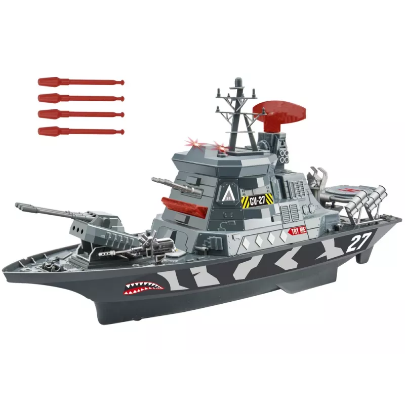 LEAN TOYS Militārais komplekts Militārais kuģis Kaujas armijas lielgabali Gaismas skaņas
