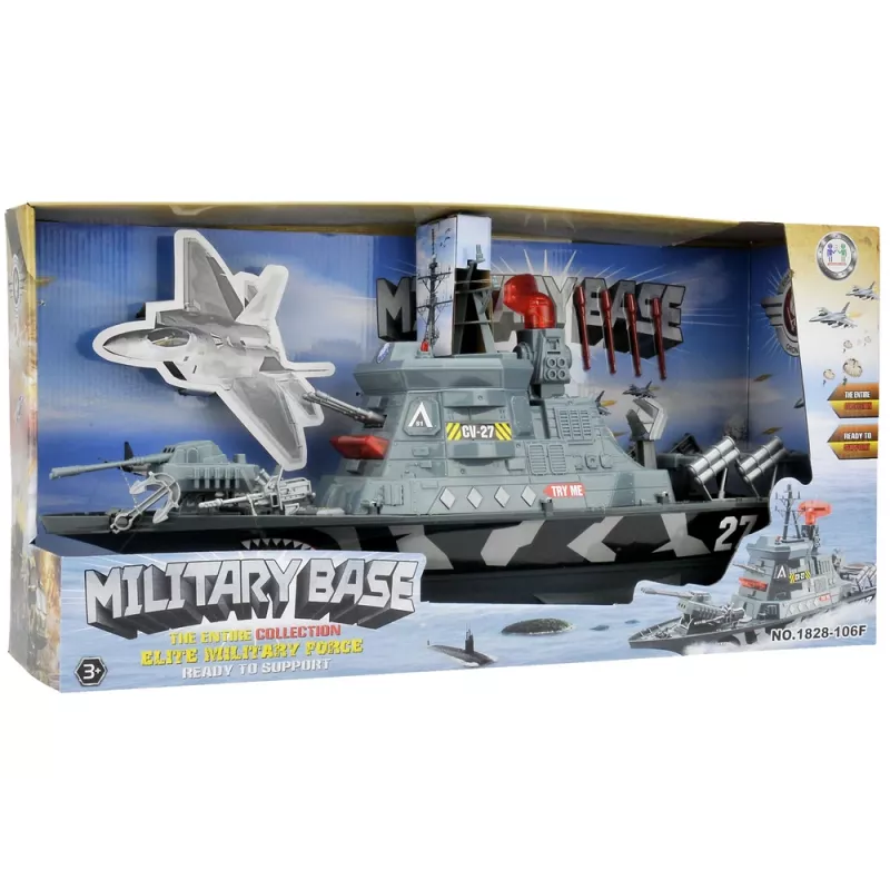 LEAN TOYS Militārais komplekts Militārais kuģis Kaujas armijas lielgabali Gaismas skaņas